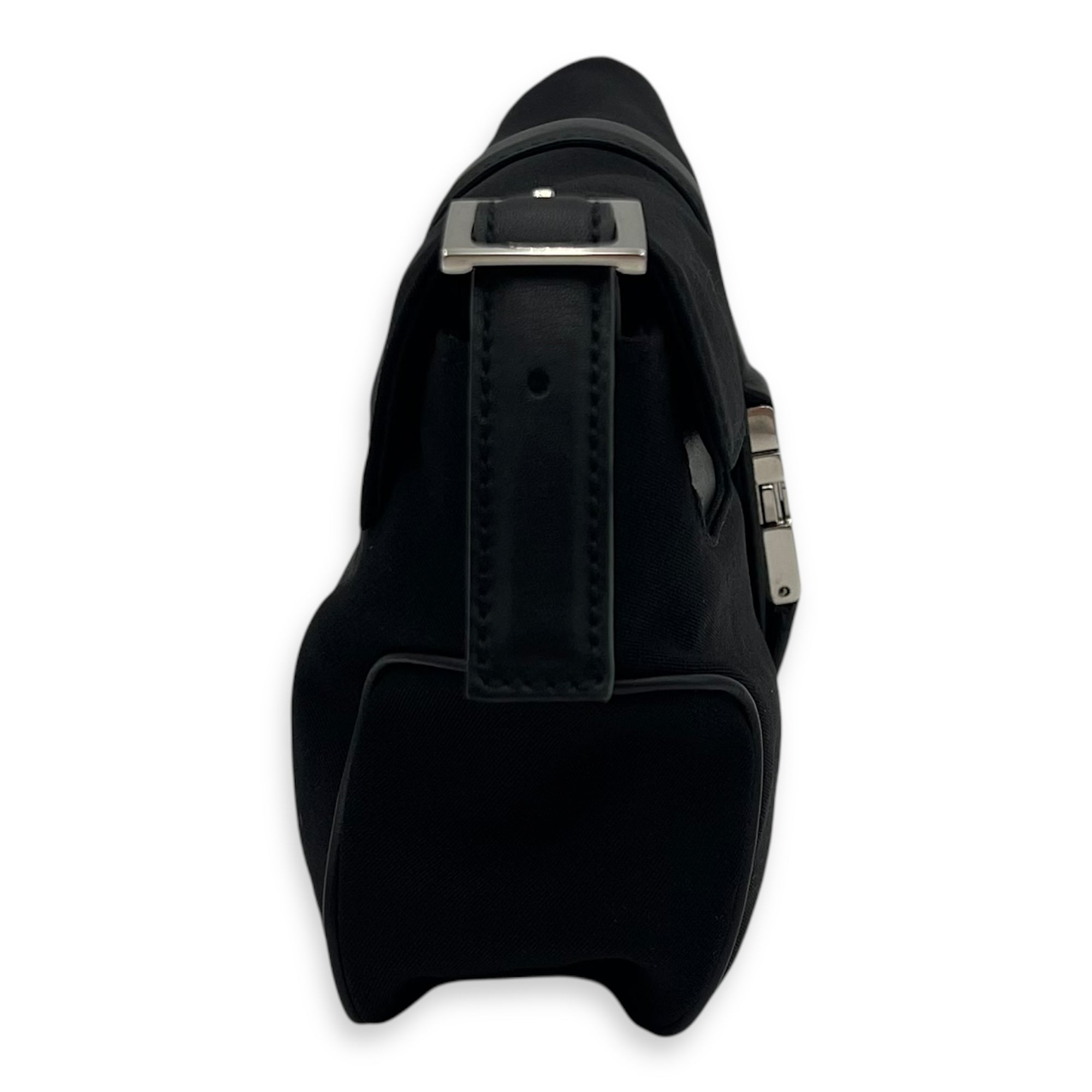 Logo Black Shoulder Bag in Canvas, Silver hardware - Image 5