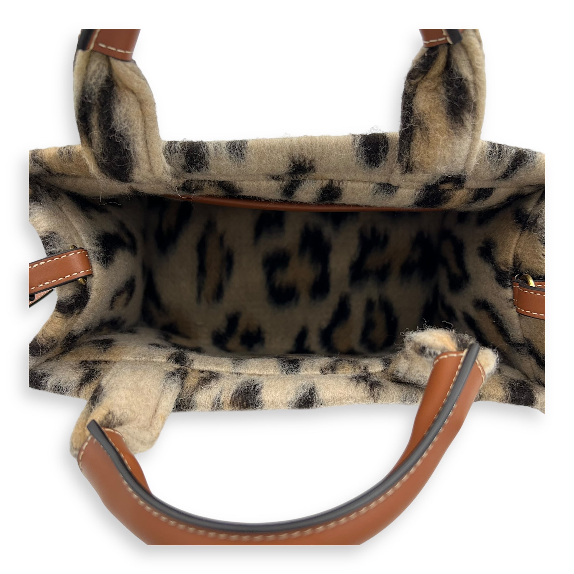 Cabas Small Brown Tote Bag in Wool, Gold hardware - Image 7