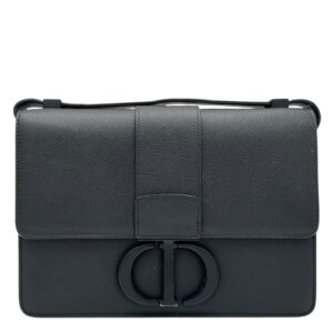 30 Montaigne Shoulder Bag Black in Calfskin, Lacquered Metal hardware