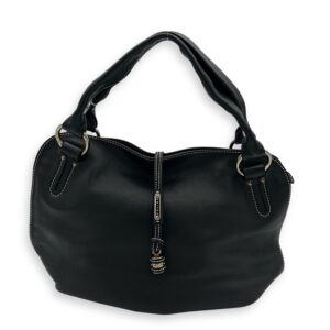Bittersweet Black Top Handle Bag in Calfskin, Silver hardware