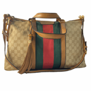 Gucci Brown GG Supreme Logo Web Shoulder Bag
