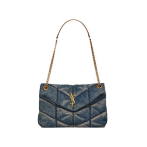 Puffer Small in Rodeo Blue Suede and Denim - Repbags.ru