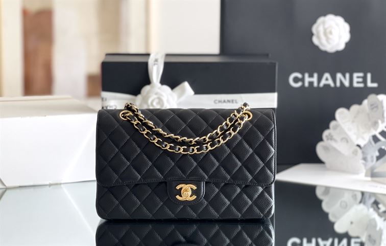 Quilted Caviar Leather Gold-Tone Black - Image 3