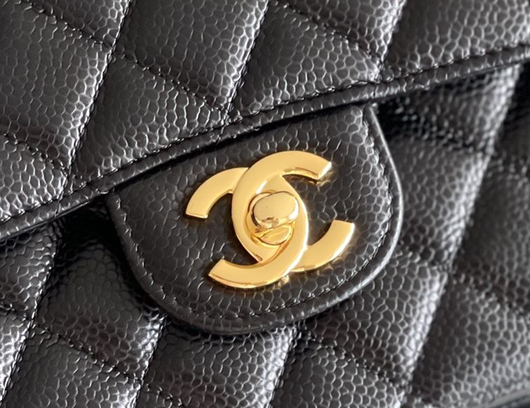Quilted Caviar Leather Gold-Tone Black - Image 9