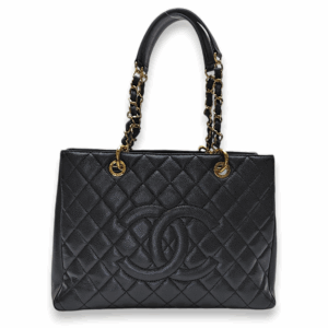 GST GM Black Tote Bag in Caviar Leather, Gold hardware