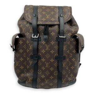 Christopher Backpack Brown in Monogram Coated Canvas, Silver hardware