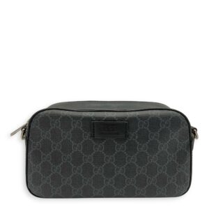 GG Supreme Crossbody Bag Grey in Monogram Coated Canvas, Silver hardware