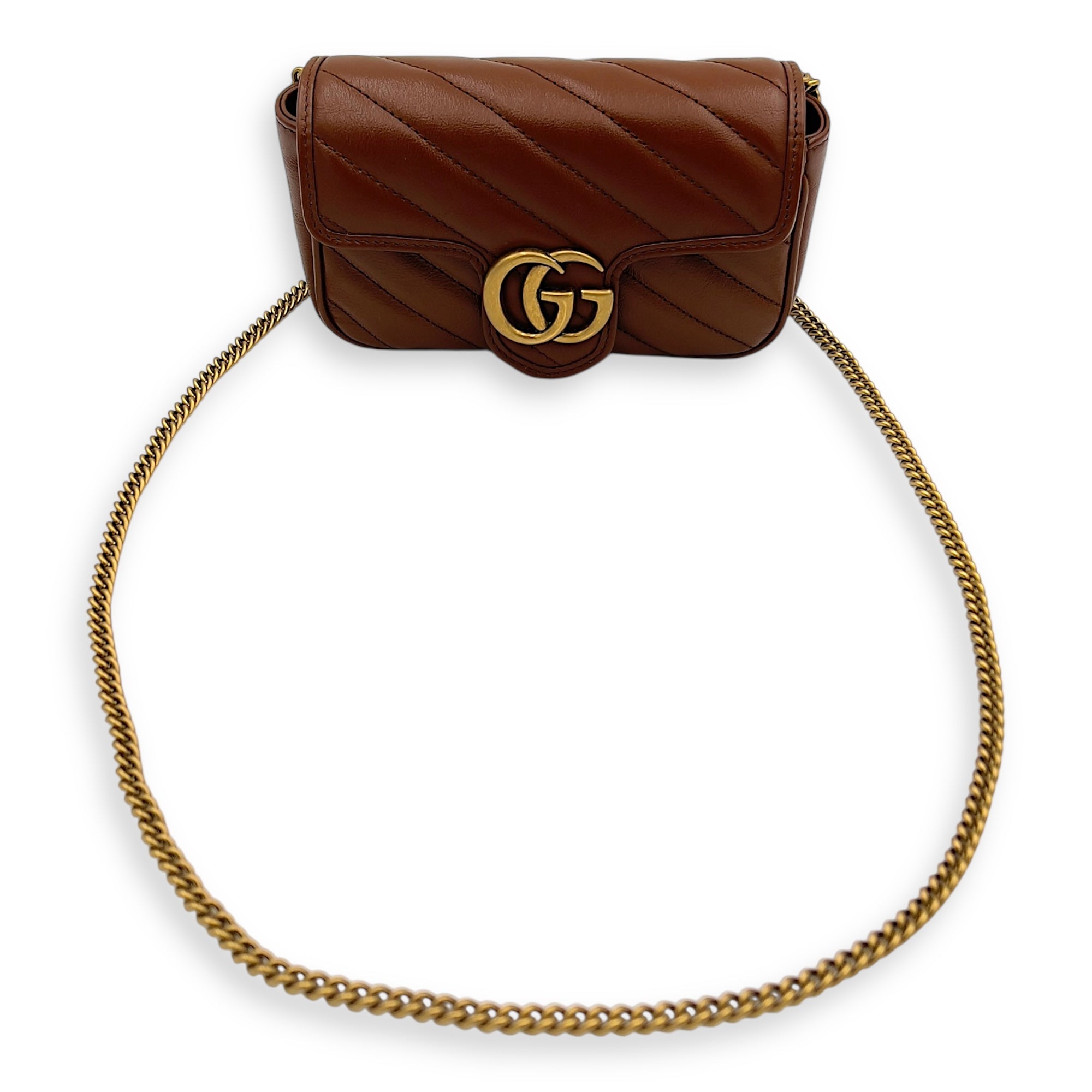 GG Marmont Shoulder Bag Brown in Calfskin, Gold hardware - Image 11
