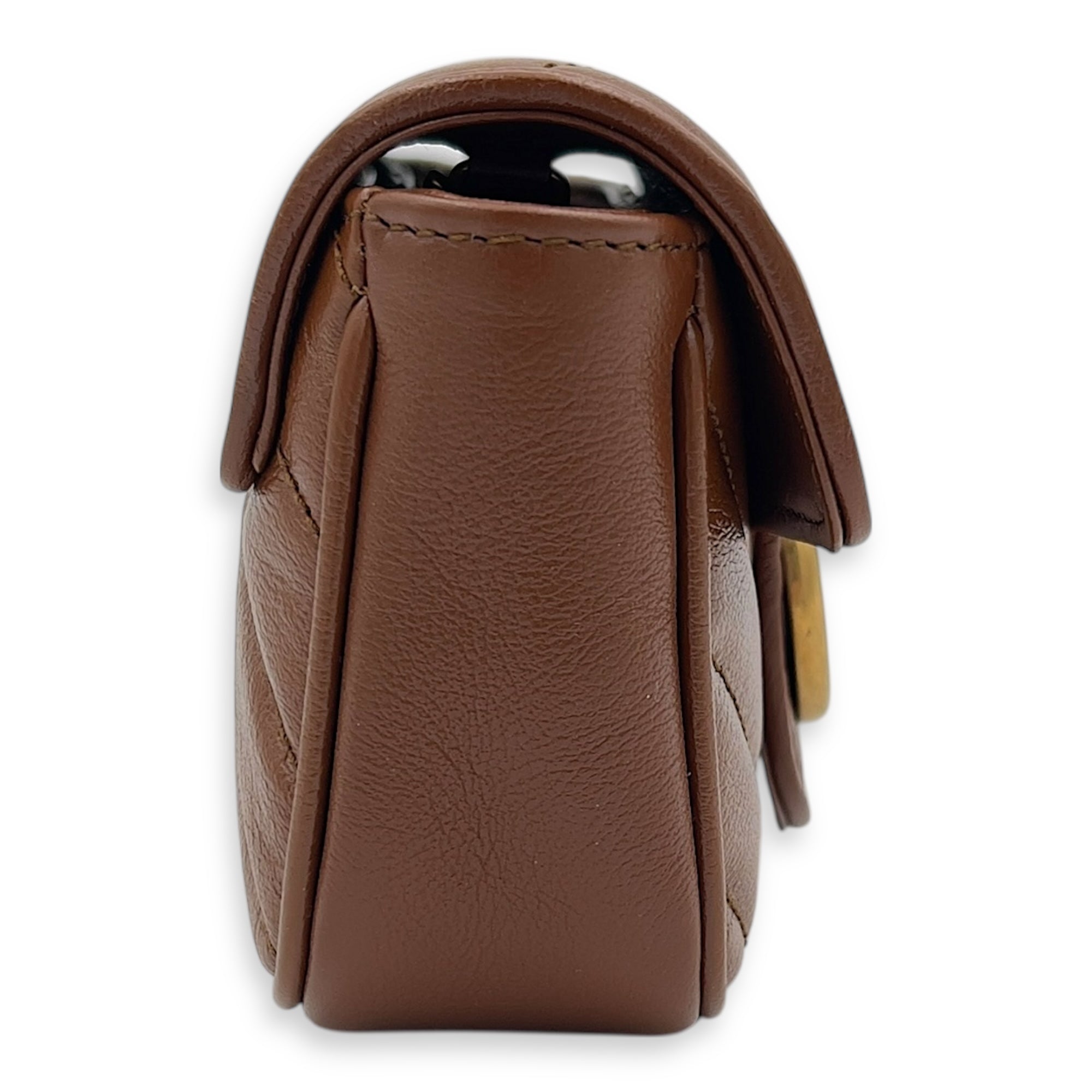 GG Marmont Shoulder Bag Brown in Calfskin, Gold hardware - Image 4
