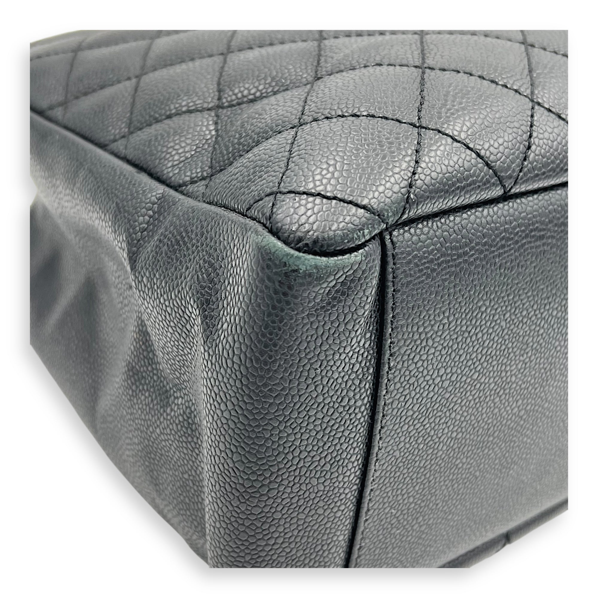 GST Tote Bag Black in Caviar Leather, Silver hardware - Image 7