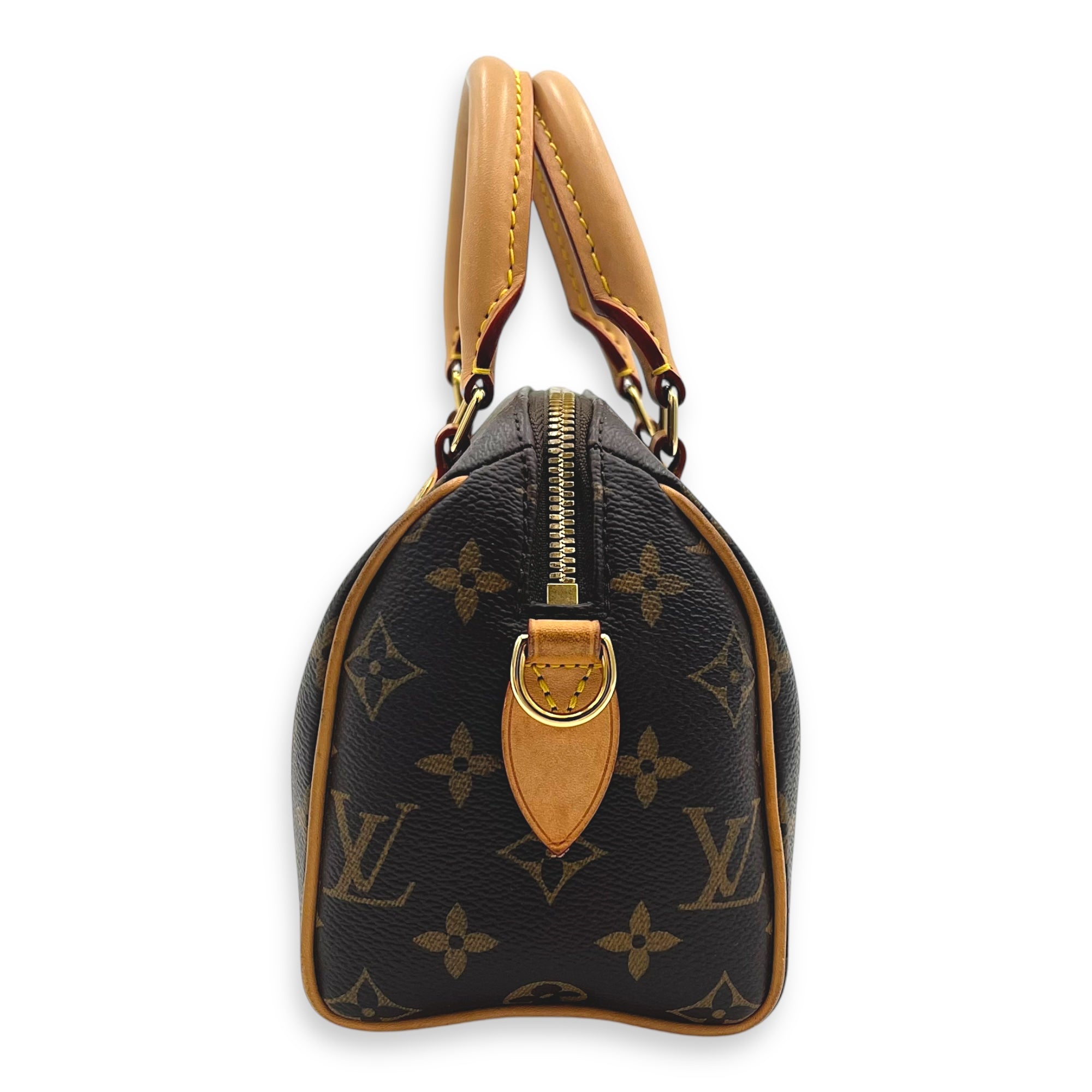 Speedy Top Handle Bag 20 Brown in Monogram Coated Canvas, Gold hardware - Image 4