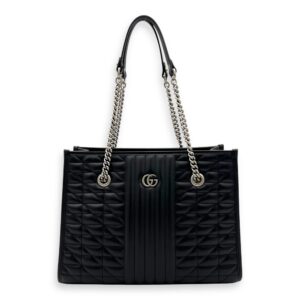 GG Marmont Tote Bag Black in Calfskin, Silver hardware