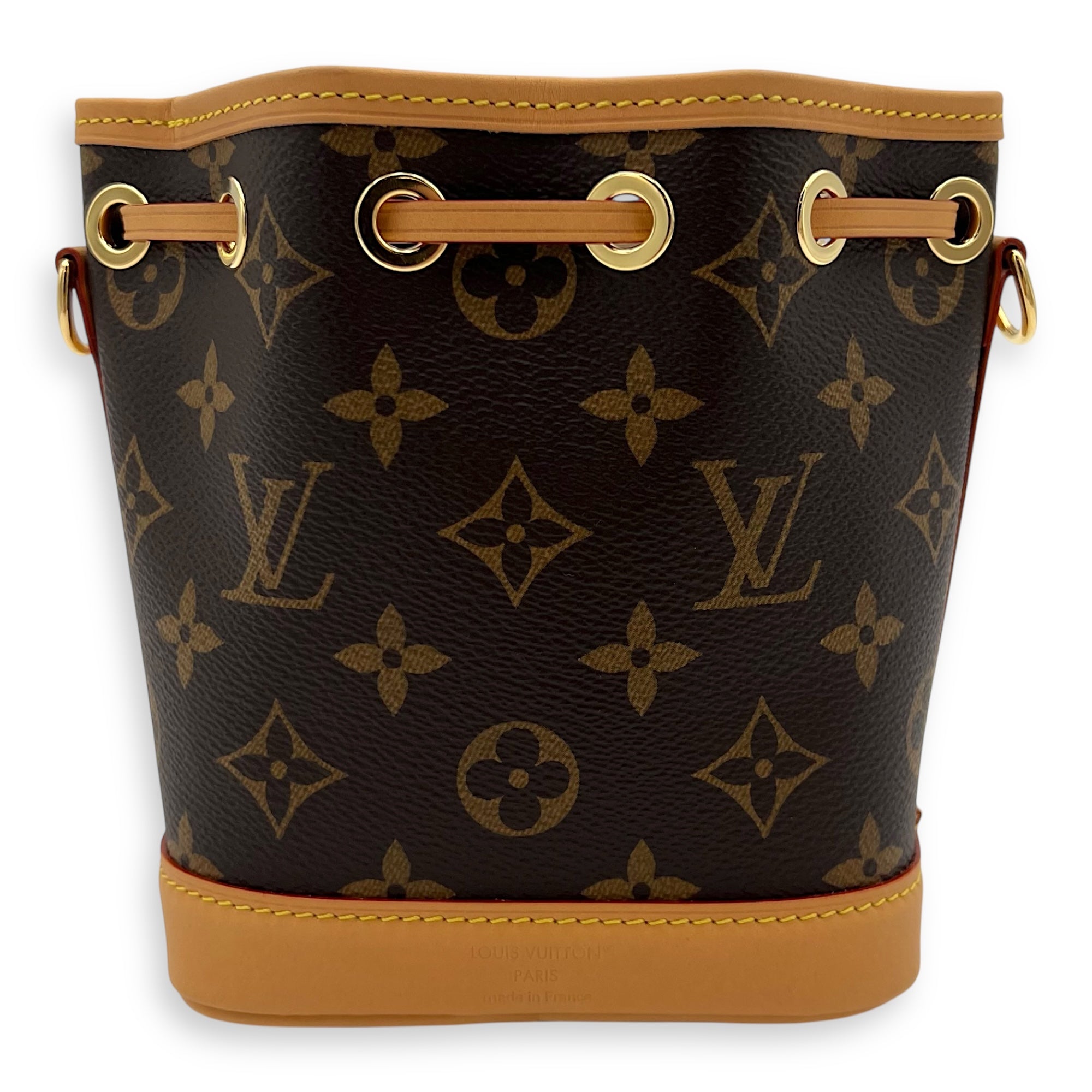 Noe Crossbody Bag Nano Brown in Monogram Coated Canvas, Gold hardware - Image 3