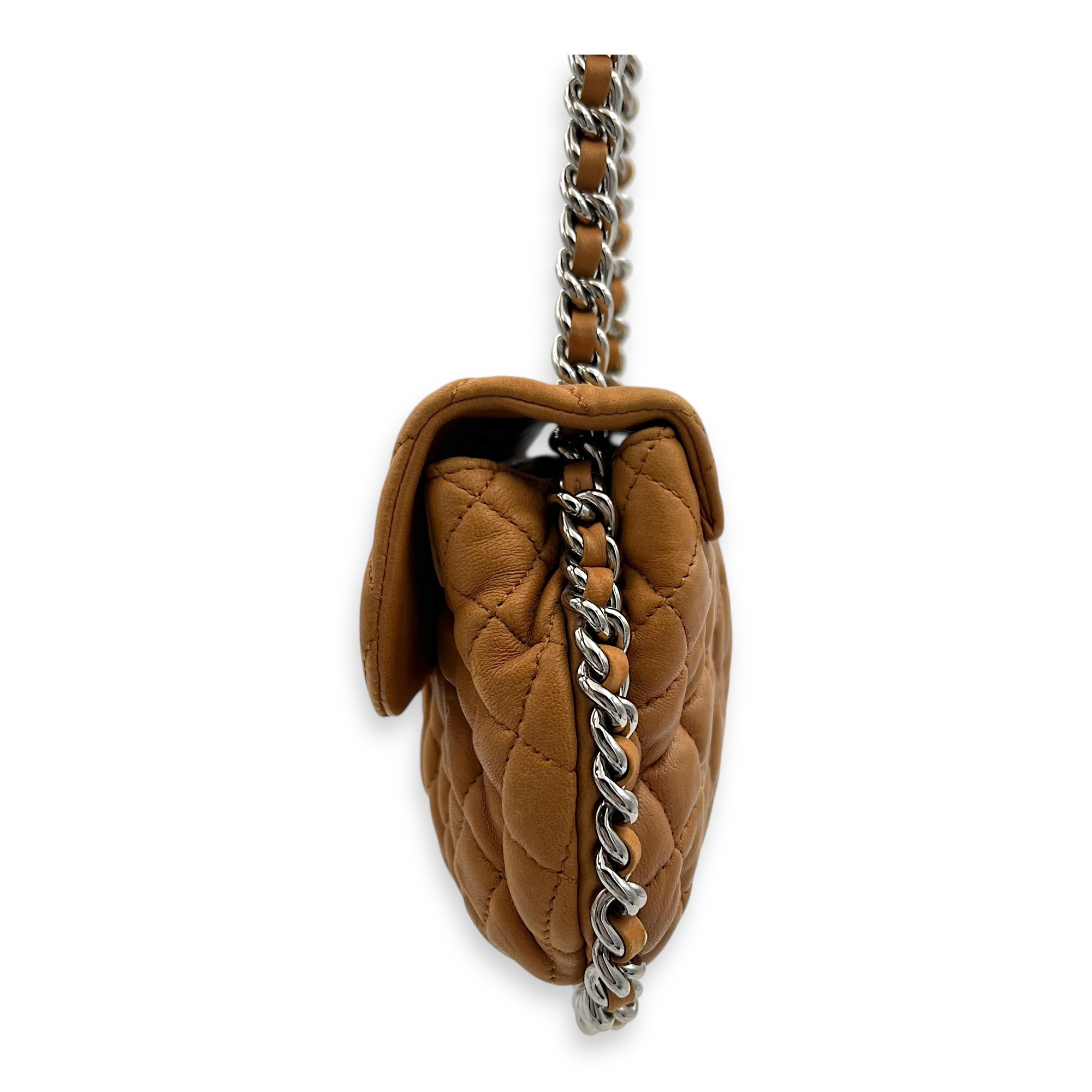 Chain Around Shoulder Bag Brown in Calfskin, Silver hardware - Image 5