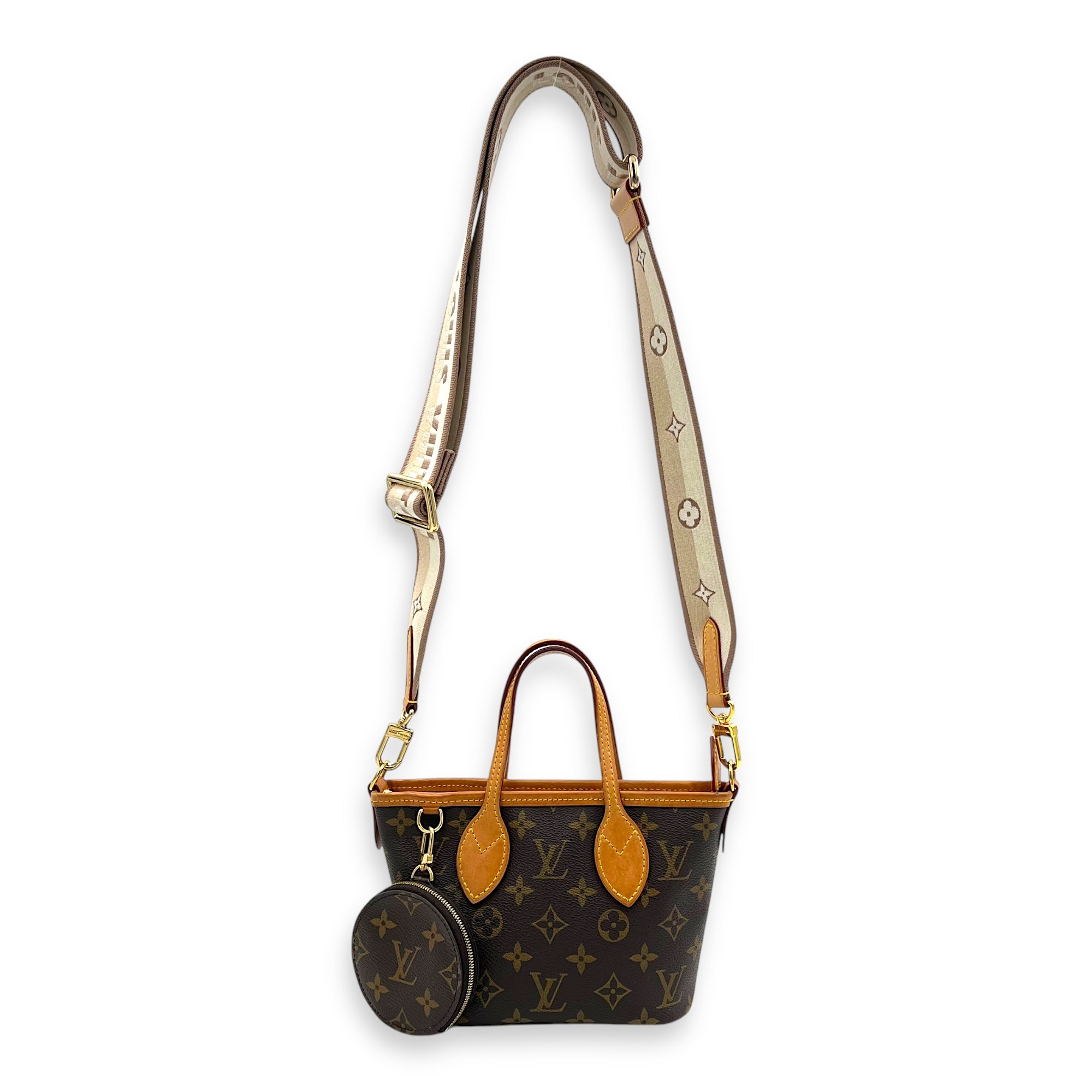 Neverfull Top Handle Bag BB Brown in Monogram Coated Canvas, Gold hardware - Image 14