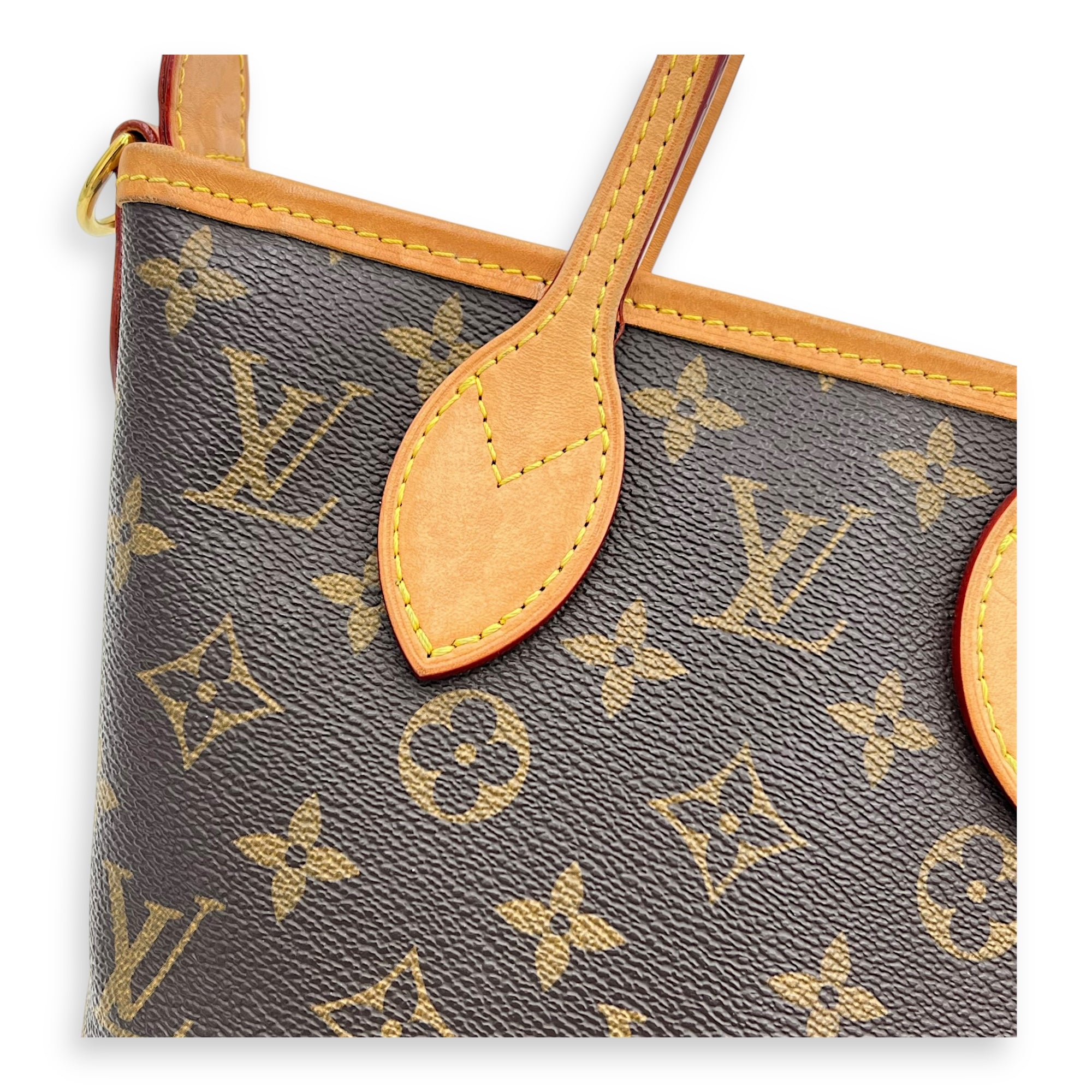 Neverfull Top Handle Bag BB Brown in Monogram Coated Canvas, Gold hardware - Image 7