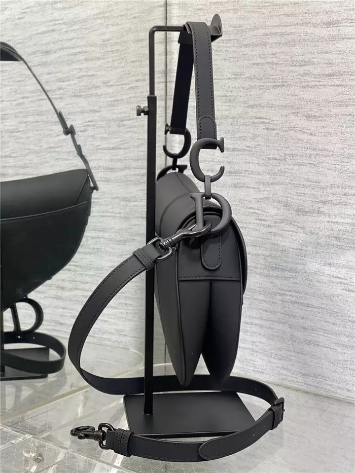 Saddle Bag with Strap Black Ultramatte Calfskin - Repbags.ru - Image 4