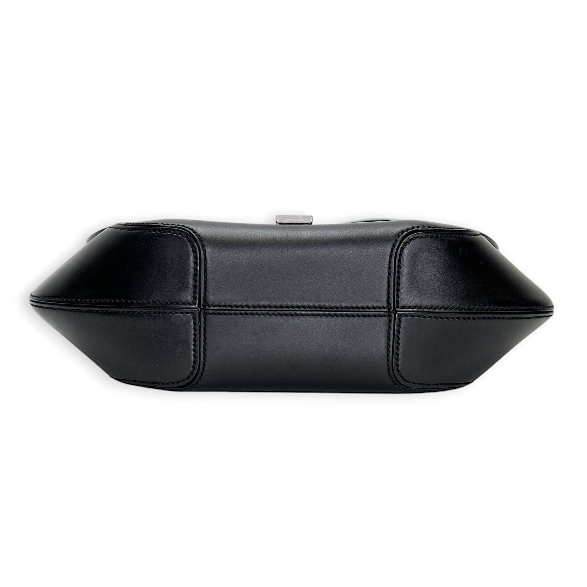 Gancini Flap Black Top Handle Bag in Calfskin, Silver hardware - Image 6