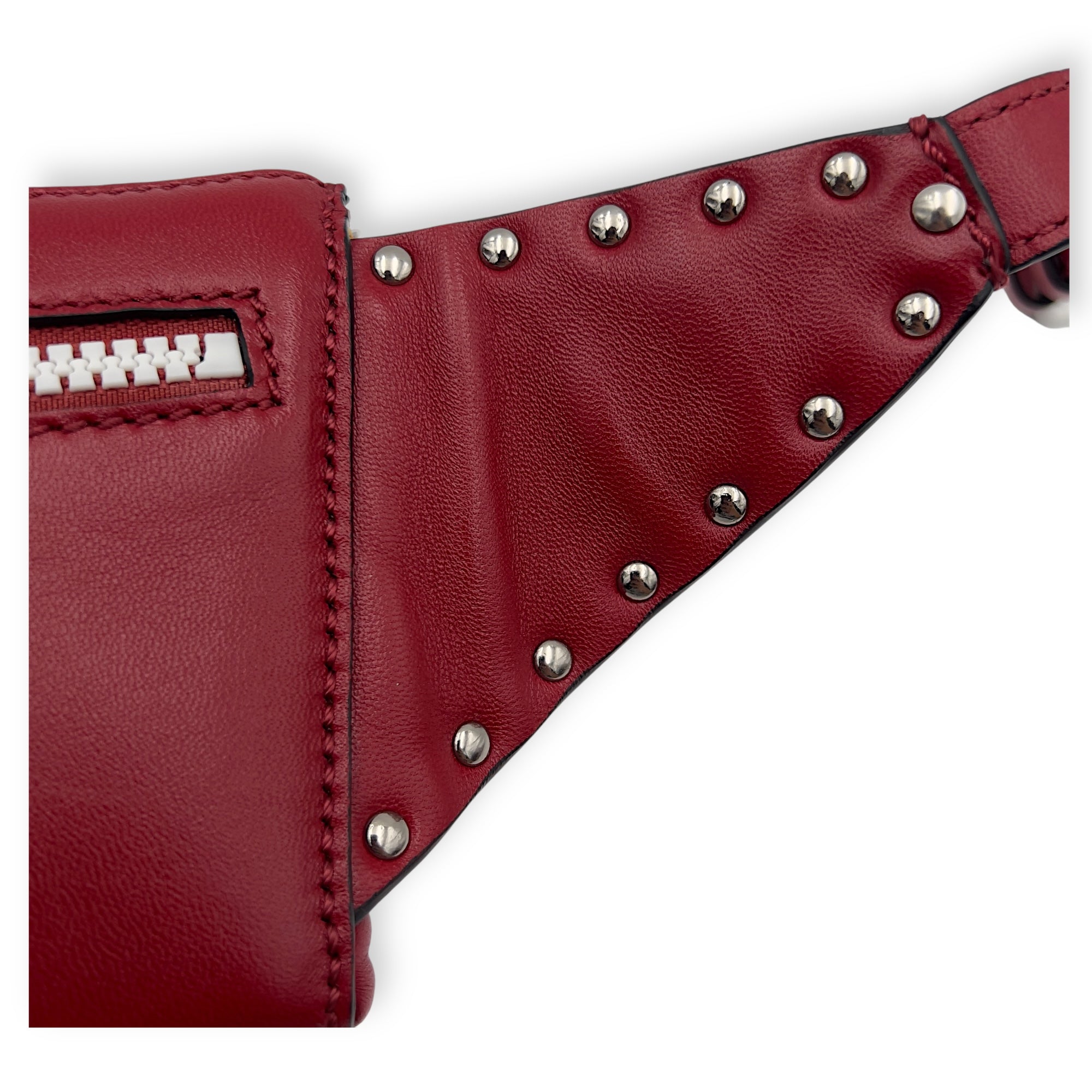 Rockstud Belt Bag Red in Calfskin, Lacquered Metal hardware - Image 13