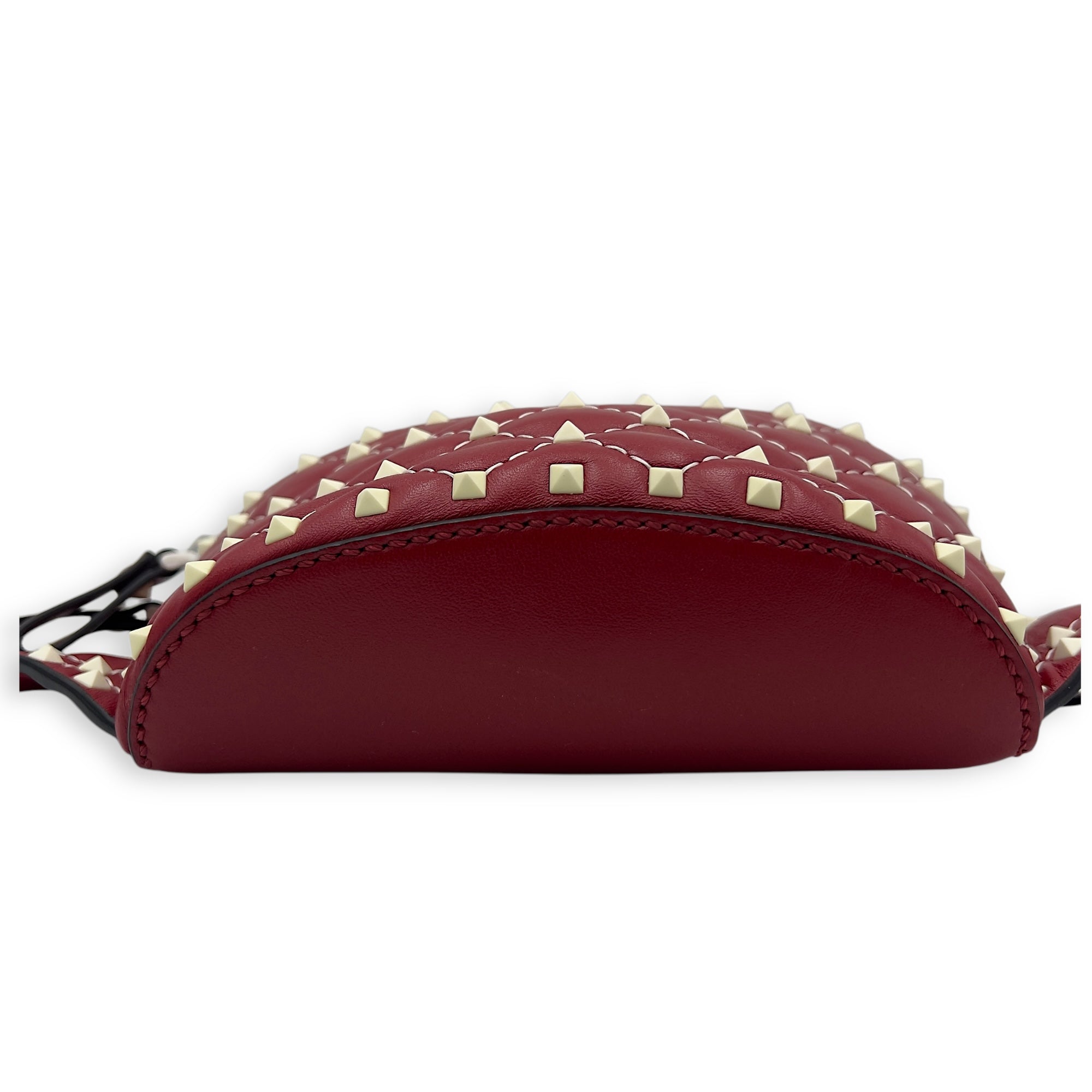 Rockstud Belt Bag Red in Calfskin, Lacquered Metal hardware - Image 4