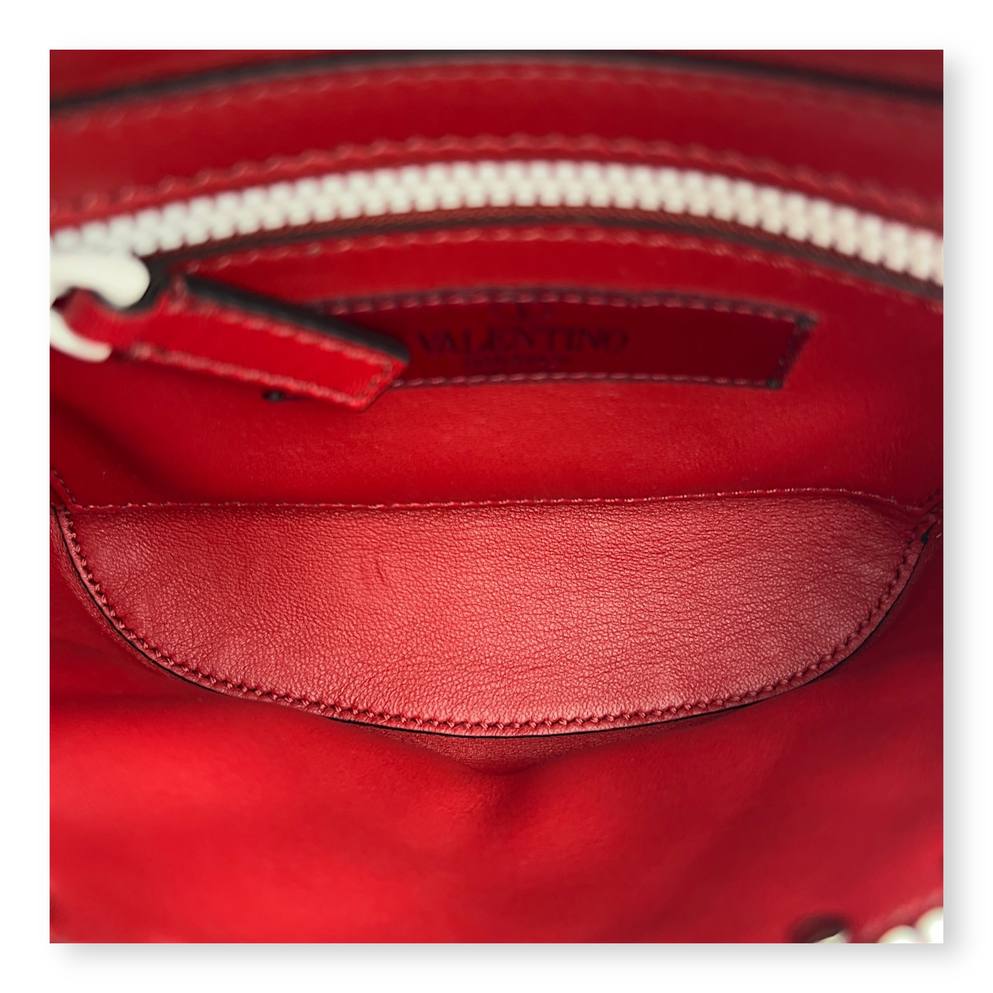 Rockstud Belt Bag Red in Calfskin, Lacquered Metal hardware - Image 6