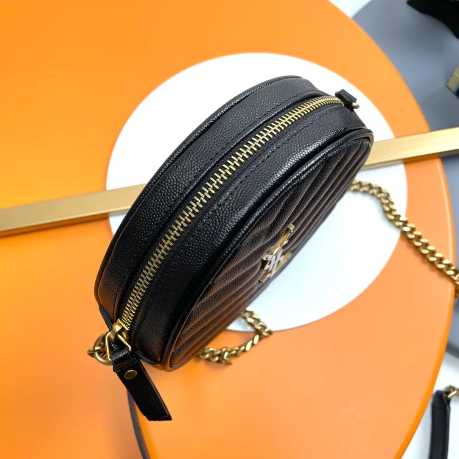 Vinyle in Grain de Poudre Leather round zipped bag - Image 6