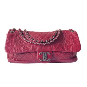Chanel Red Crinkled Shoulder Bag