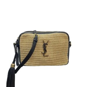 YSL Bicolor Raffia Lou Camera Bag