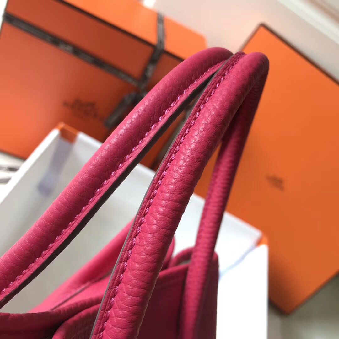 Hermes Garden Party 30 Bag In Rose Red Taurillon Leather - Image 4