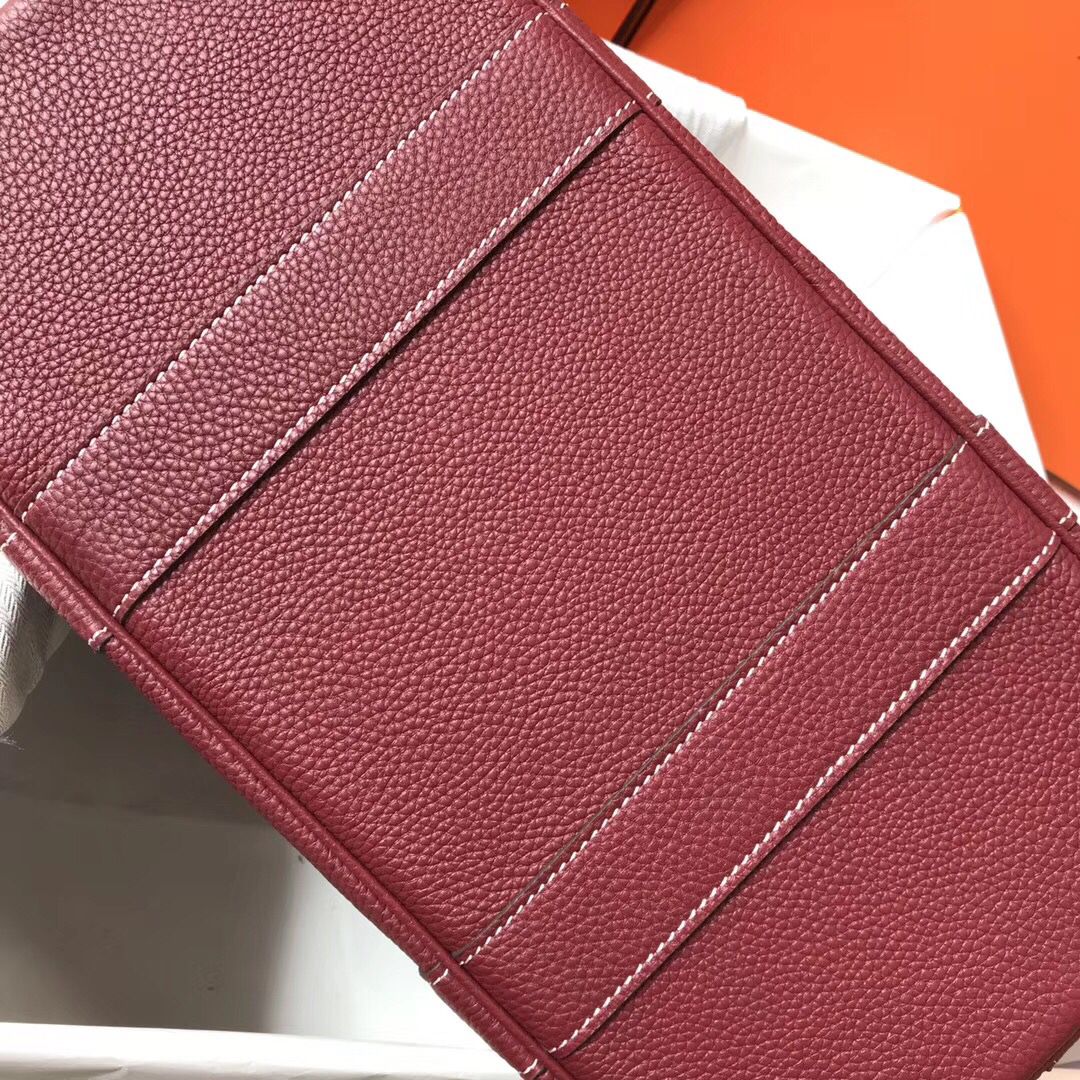 Hermes Garden Party 36 Bag In Bordeaux Clemence Leather - Image 5