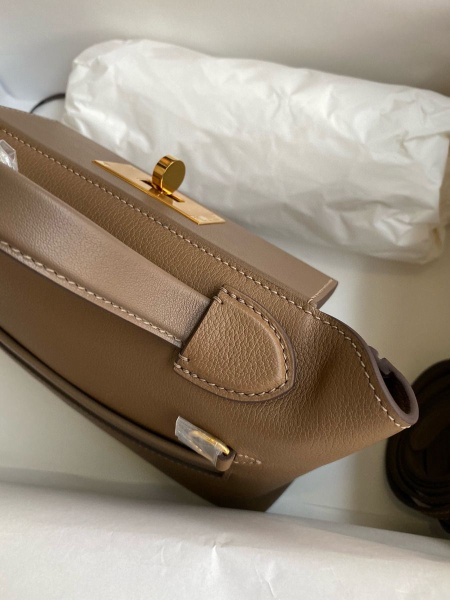 Hermes 24/24 Mini 21 Handmade Bag in Beige Weimar Evercolor Leather - Image 6