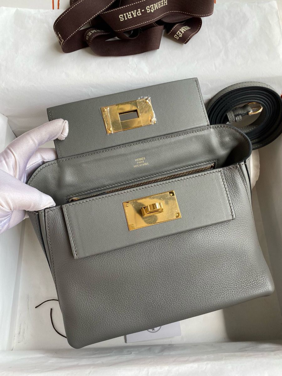 Hermes 24/24 Mini 21 Handmade Bag in Gris Meyer Evercolor Leather - Image 9
