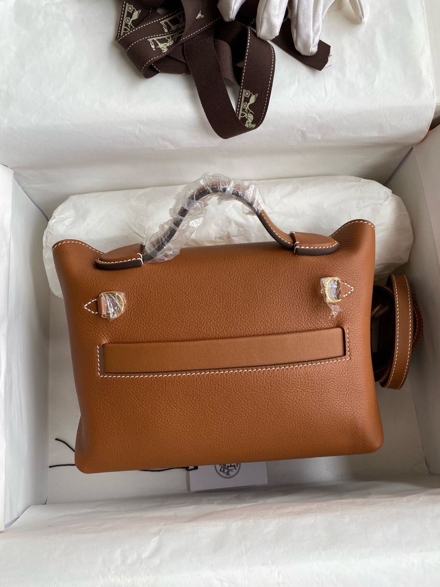 Hermes 24/24 Mini 21 Handmade Bag in Gold Evercolor Leather - Image 3