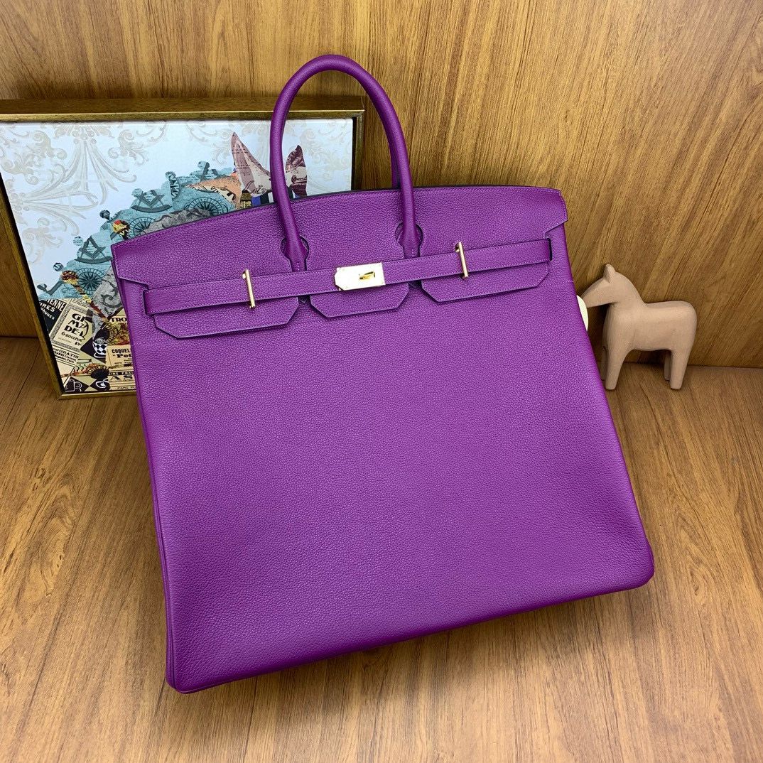 Hermes Birkin HAC 50 Handmade Bag in Anemone Clemence Leather - Image 4