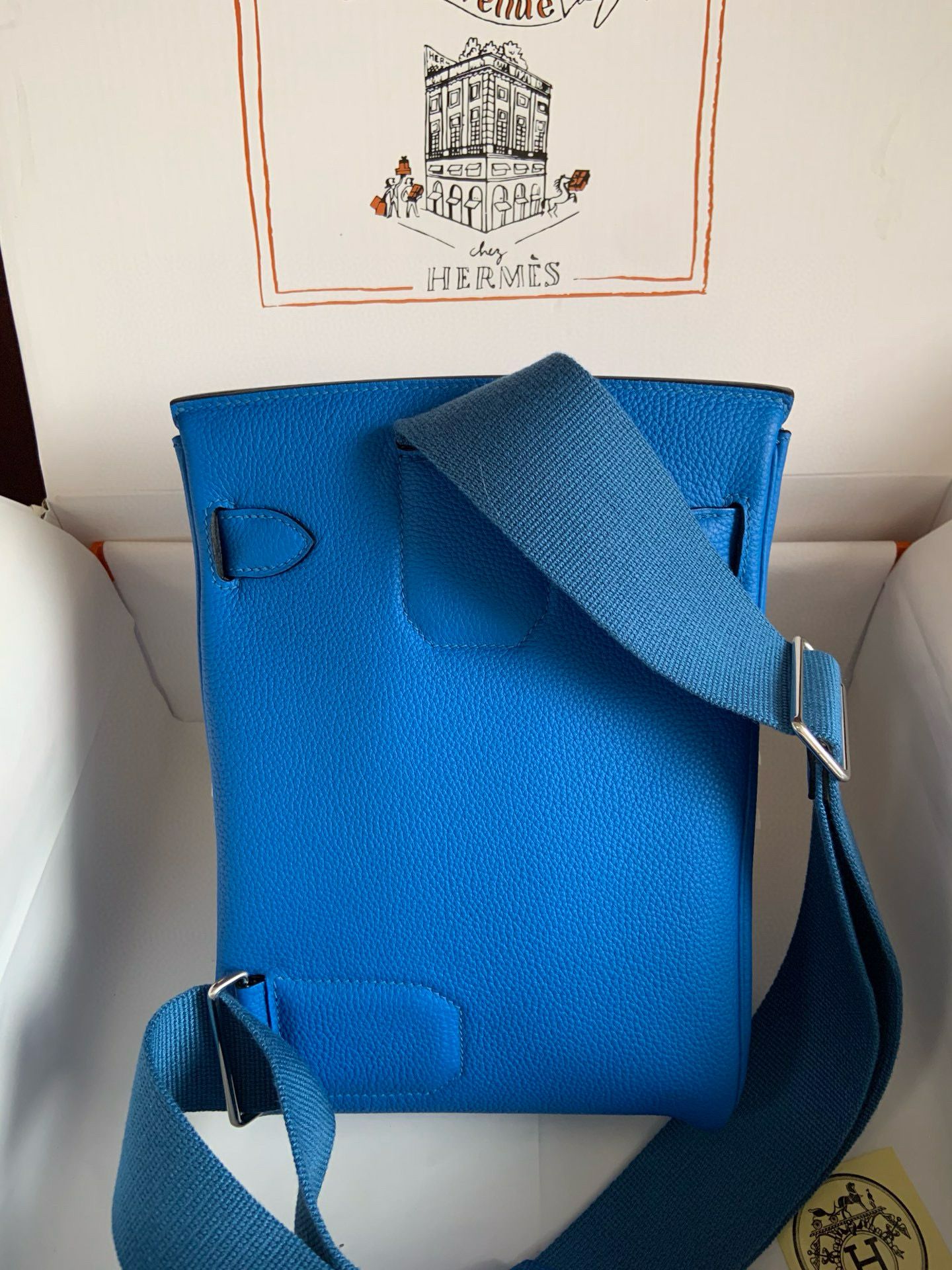 Hermes Hac a Dos PM Backpack in Blue Hydra Clemence Leather - Image 3