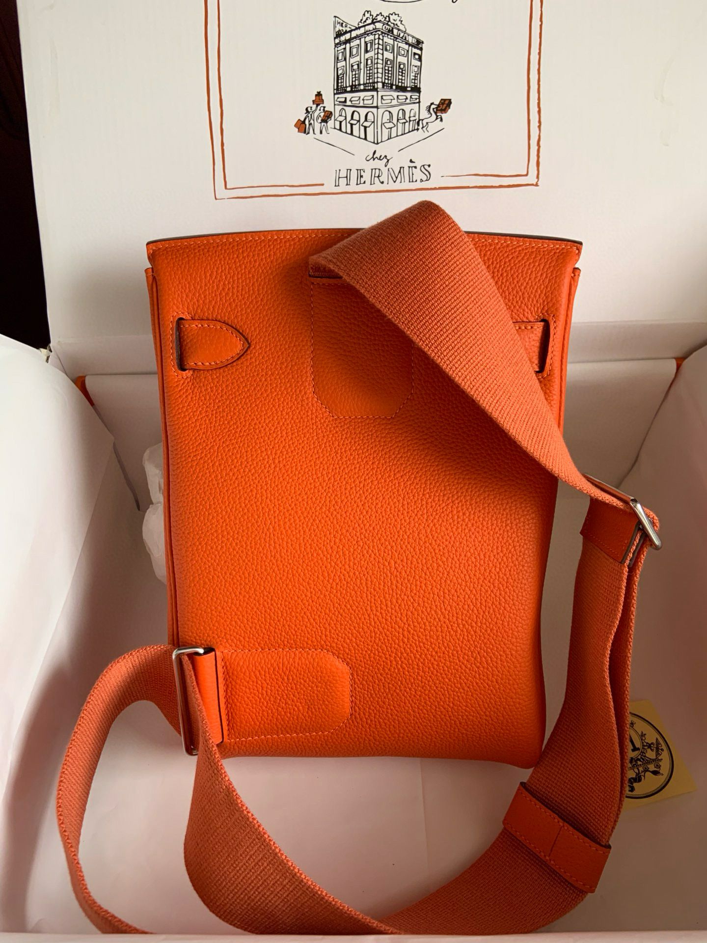 Hermes Hac a Dos PM Backpack in Orange Clemence Leather - Image 3