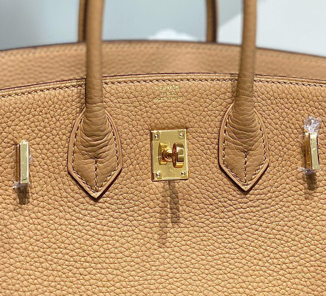 Hermes Birkin 25cm Bag In Chai Clemence Leather GHW - Image 7