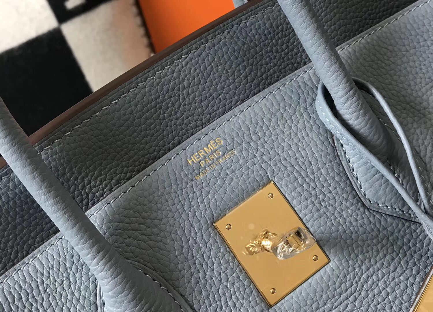 Hermes Birkin 30cm Bag In Blue Lin Clemence Leather GHW - Image 7