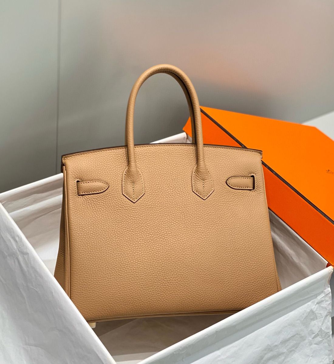 Hermes Birkin 30cm Bag In Chai Clemence Leather GHW - Image 3