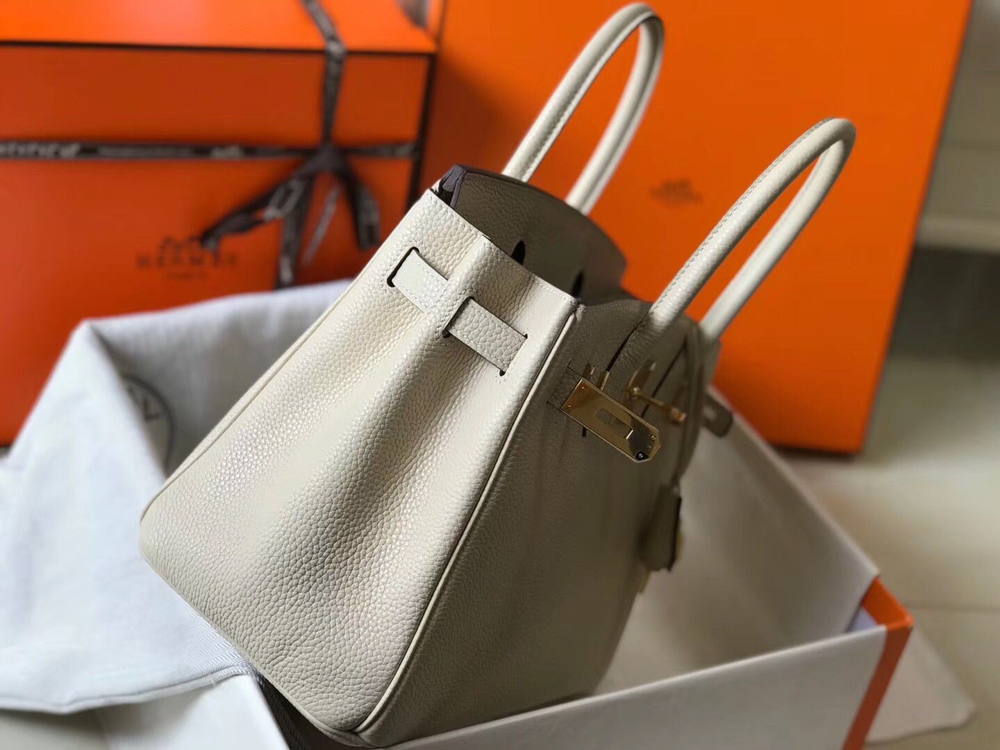 Hermes Birkin 30cm Bag In Beton Clemence Leather GHW - Image 5