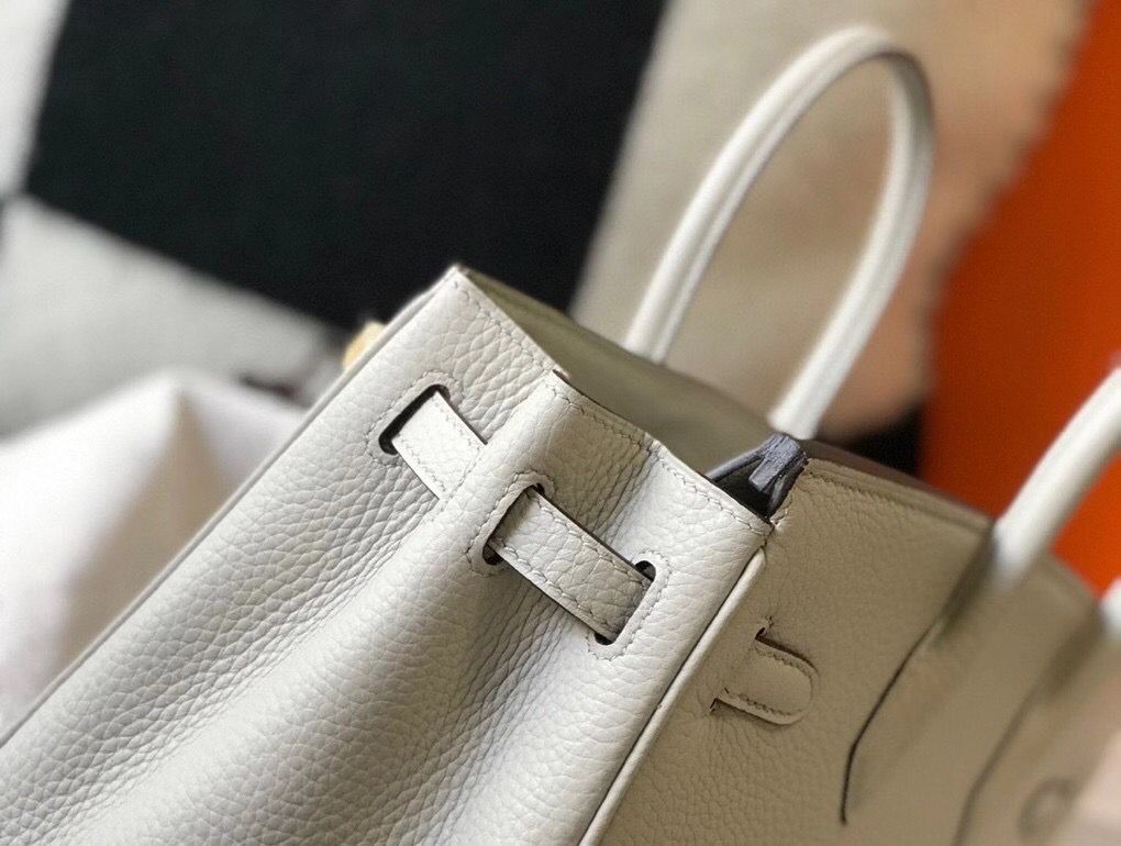Hermes Birkin 30cm Bag In Pearl Grey Clemence Leather GHW - Image 6