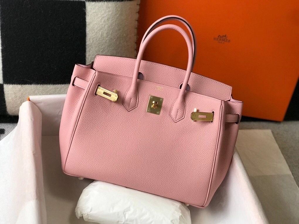 Hermes Birkin 30cm Bag In Pink Clemence Leather GHW - Image 5