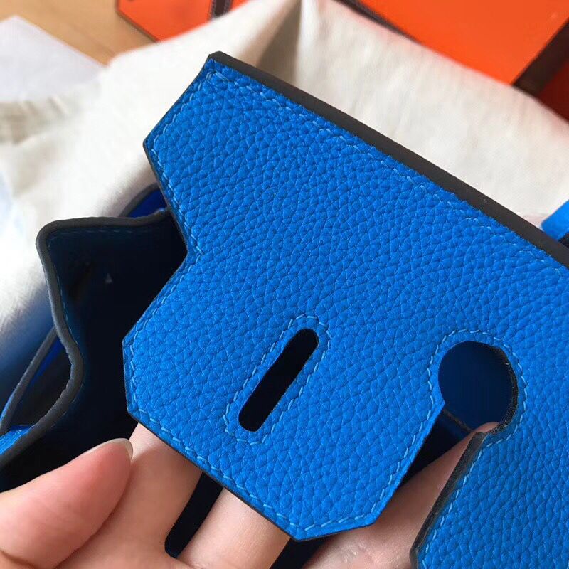 Hermes Birkin 30 Handmade Bag In Blue Clemence Leather - Image 7