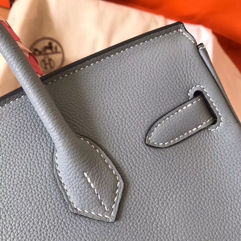 Hermes Birkin 30 Handmade Bag In Blue Lin Clemence Leather - Image 5