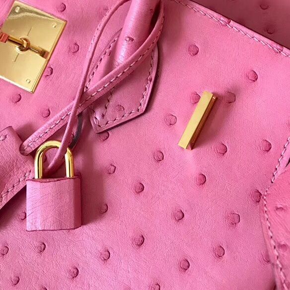 Hermes Birkin 30 Handmade Bag In Pink Ostrich Skin - Image 8
