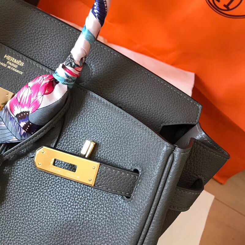 Hermes Birkin 35 Handmade Bag In Ardoise Clemence Leather - Image 3