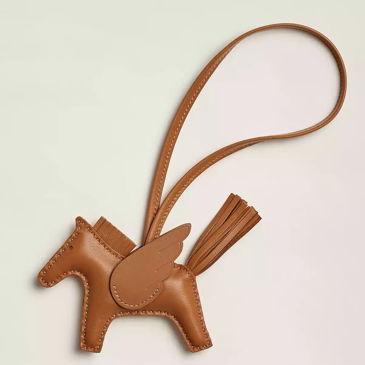 Hermes Rodeo Pegase PM Bag Charm in Gold Lambskin