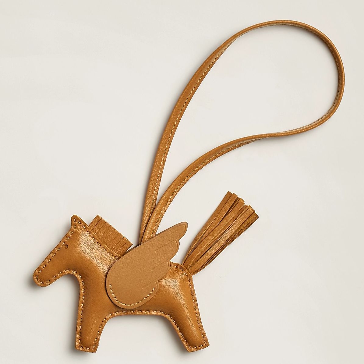 Hermes Rodeo Pegase PM Bag Charm in Sesame Lambskin