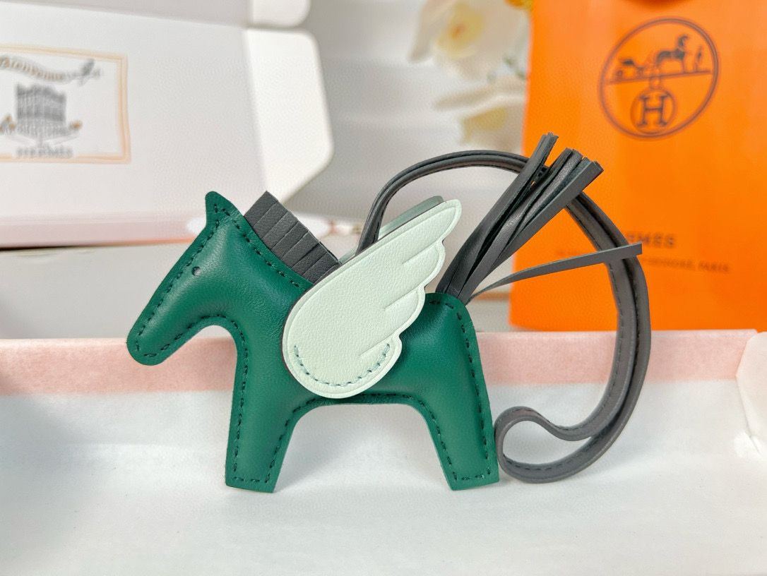 Hermes Rodeo Pegase PM Bag Charm in Green/Ardoise/Celeste Lambskin - Image 3