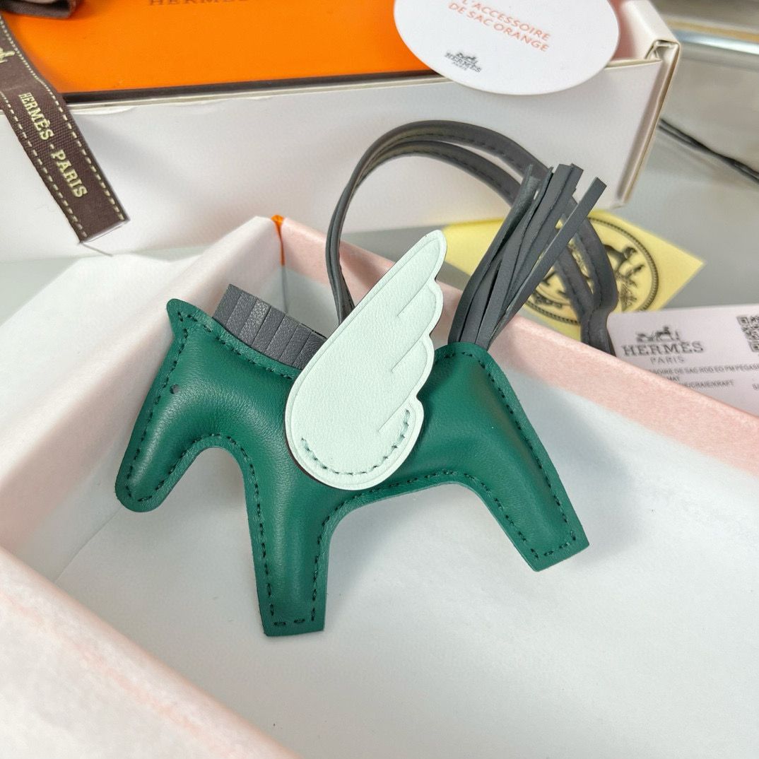 Hermes Rodeo Pegase PM Bag Charm in Green/Ardoise/Celeste Lambskin - Image 4